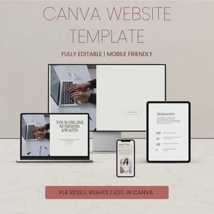 Entrepreneur & Coach Canva Website - Neutral Theme PLR